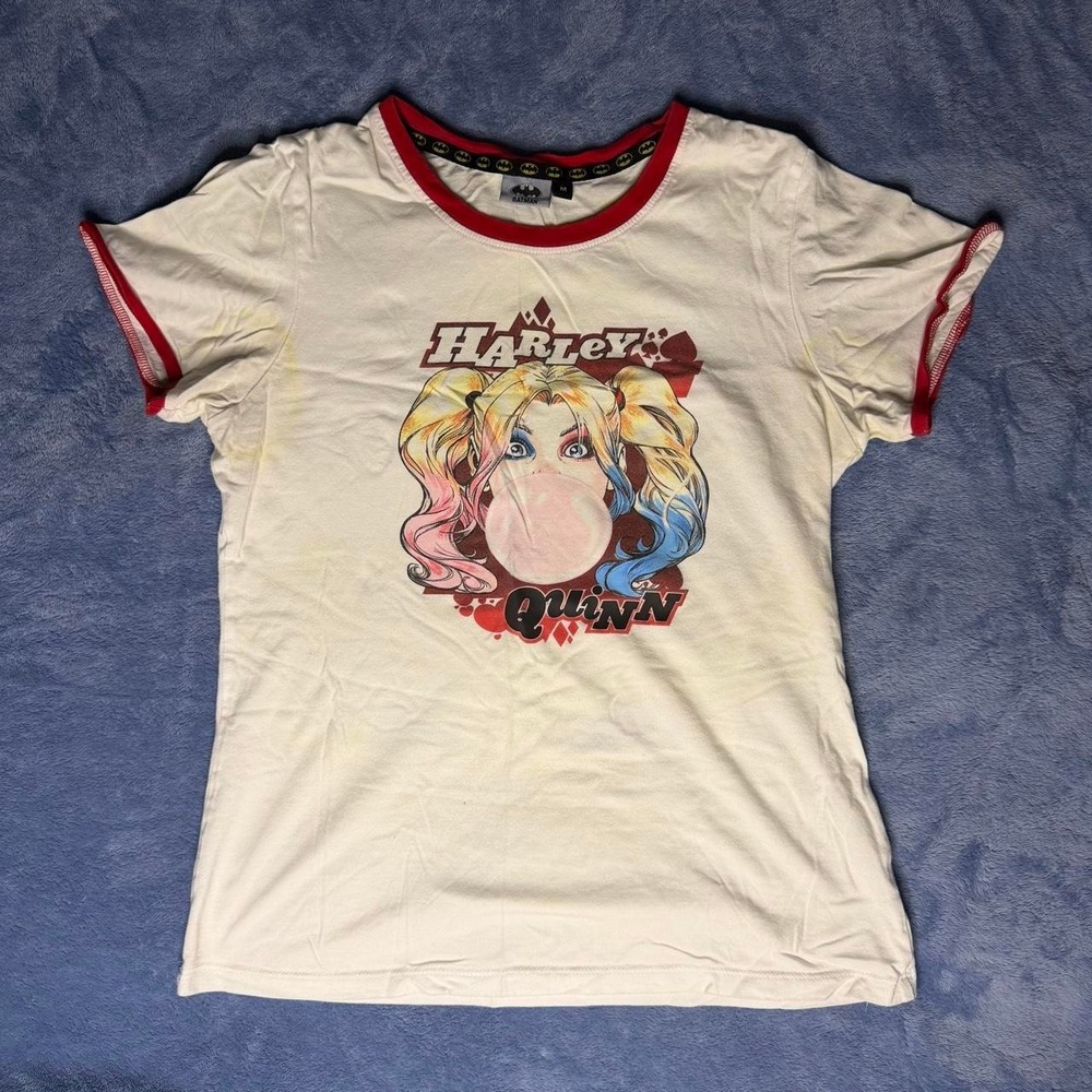 DC Comics Harley Quinn white ringer tee
